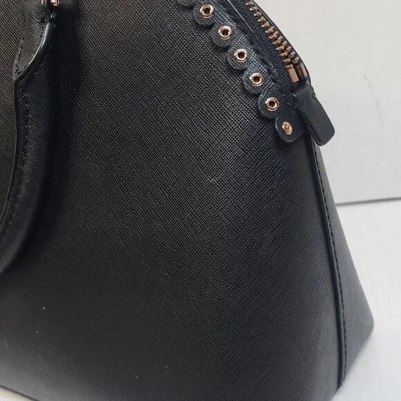 Michael Kors Emmy Dome Black Saffiano Leather Large Satchel w/ Rose Gold Tone - Picture 6 of 11